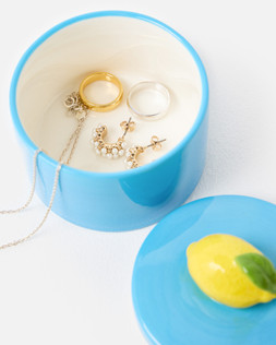 Blue Lemon Ceramic Trinket Pot