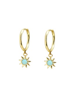Cyra Sun Gold Plated Opalite Charm Drop Hoop Earrings £48 €63