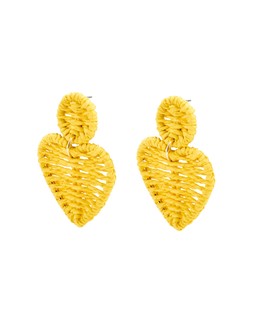 Dulce Large Yellow Heart Drop Raffia Stud Earrings £19.50 €25.50