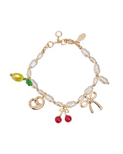 Florence Multi Charm Faux Pearl Charm Bracelet