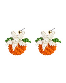 Orlee Orange & Flower Beaded Faux Pearl Stud Earrings £19.50 €23.50