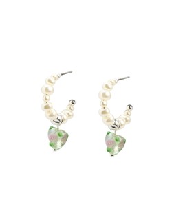 Bellamy Faux Pearl & Heart Charm Hoop Earrings £19.5