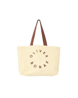 Butter Yellow & Brown Logo Fabric Tote Shopper Bag £24
