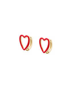 Mila Red Cutout Heart Huggie Earrings