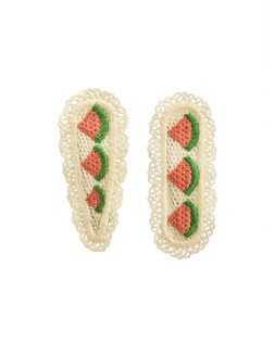 Effa Embroidered Watermelon Lace Hair Clips Set of Two £12.5