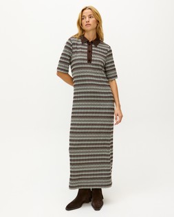 Chocolate Brown Checked Jacquard Polo Top £75