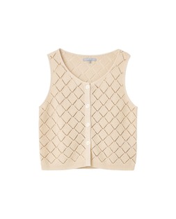 Cream Diamond Stitch Button Up Knitted Vest £55