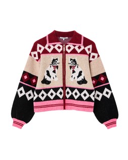 Multicoloured Cat Knitted Bomber Jacket £75