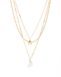 Oliver Bonas Kyla Star & Pearl Moon Charm Double Row Necklace £29.50