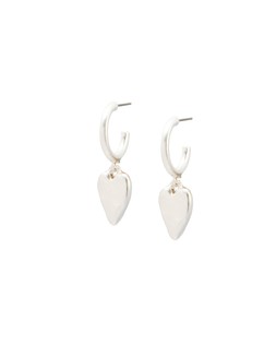 Oliver Bonas Viola Silver Tone Heart Charm Drop Hoops £16.50