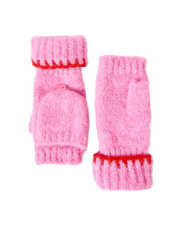 Pink & Red Blanket Stitch Fingerless Mitten Gloves £25
