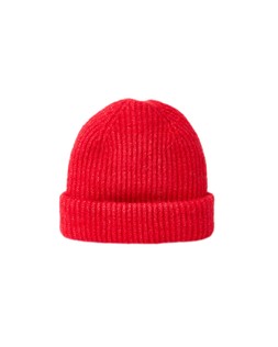 Red Ribbed Knitted Beanie Hat £22