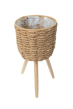 B&M GARDEN SS26 // NATURAL GARDEN // SEAGRASS ROPE PLANTER ON LEGS // £12 //