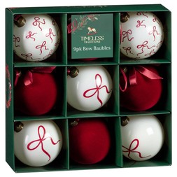 9PK BOW BAUBLES £6 (436507)