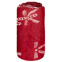 CANDY CANE BOW SUPER SOFT PRINTED THROW £5 (436994)