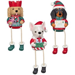GDOG W:CANDY CANE, GIFT & ENVELOPE SHELF SITTER (425616)