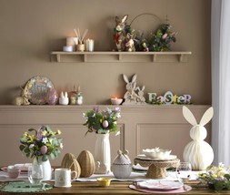 B&M HOME SS26 // EASTER // TARTAN PRINT GLASS CANDLE £4 EACH // MOTTLED GLASS EGG // RIBBED JAR WITH BOW LARGE £5 //