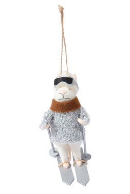 Felt Skiing mouse hanging decoration