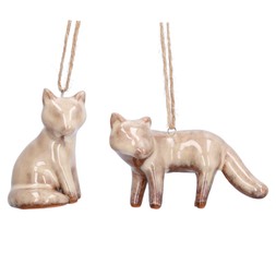 Ceramic taupe fox decorations 2as