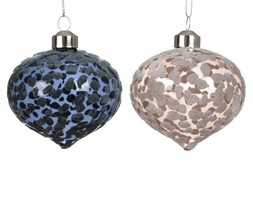 Onion glass bauble with flock 2ass