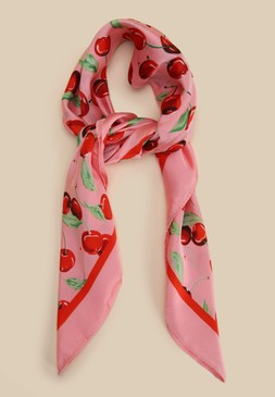 Womens Pink Cherry Print Multiway Scarf