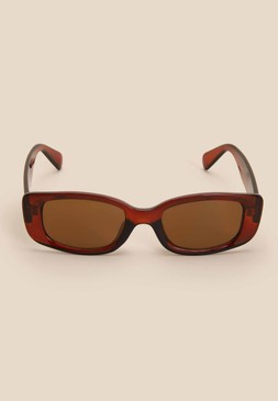 Womens Brown Small Rectangle Sunglasses
