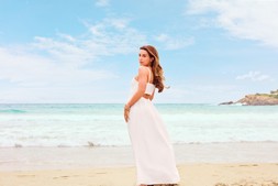 White seersucker midi dress