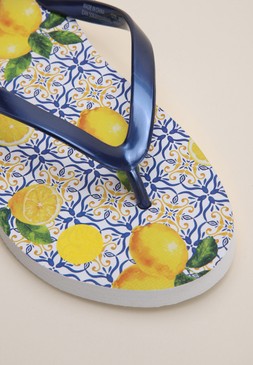 Blue Lemon Print Flip Flop Sandal