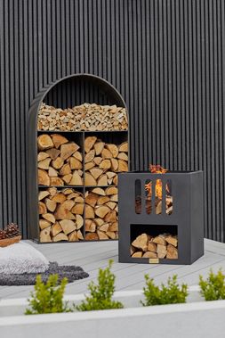 Libra Contemporary Firebowl in Matt Black