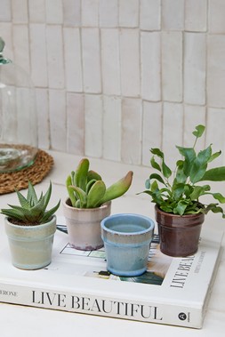 DULCI REACTIVE GLAZE PLANTER IN HEATHER, BLUSH, AQUA & PISTACHIO £5.99 - £12.99