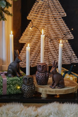 AW25 Ivyline - CAST ALUMINIUM HARE CANDLE HOLDER ANTIQUE BRASS