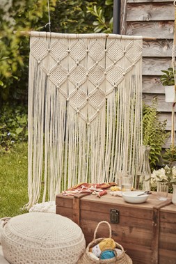 Knitcraft Ecru Return of the Mac Yarn 200g - £8.50 Ultimate Macramé Wall Hanging Kit - £32 Milward Rose Gold Stork Embroidery Scissors - £9 Knitcraft Ecru Return of the Mac Yarn 200g - £8.50 Trimits Wooden Dowel 15mm x 50cm - £2.50 Knitcraft Orange Crochet Hook 2.5mm - £3