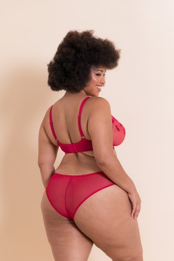 PUCKER UP DEEP LIPSTICK RED PLUNGE BRA £32 €48 & BRAZILIAN BRIEF £16 €25