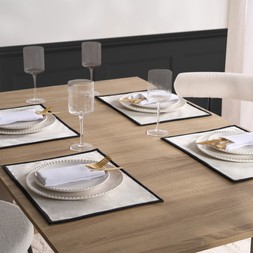 OHS Piped Trim Placemats, Monochrome - 4 Pack
