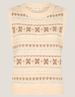 Febe Fair Isle Knitted Vest Ivory