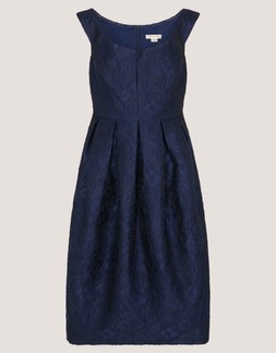 Juliana Floral Jacquard Midi Dress Blue