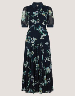 Lilwen Floral Midi Tea Dress Blue