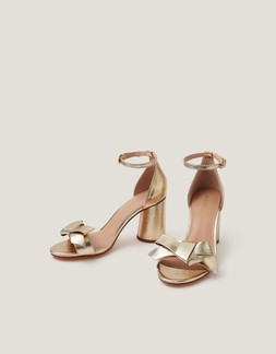 Emer Bow Metallic Heels Gold