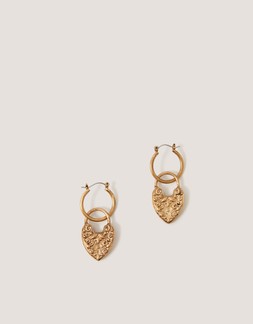 Heart Padlock Drop Hoop Earrings