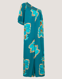 Yasmin One-Shoulder Floral Jumpsuit Teal