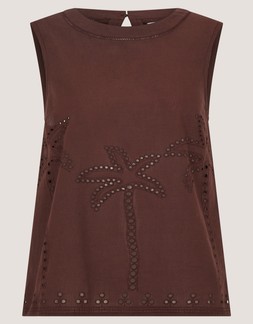 Eden Palm Cutwork Tank Top Brown