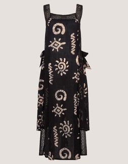 Mafalda Sun Print Lace Midi Dress Black