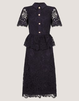 Alice Lace Peplum Midi Dress Blue
