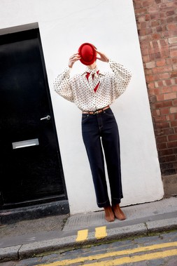 Esme Polka Dot Shirt & Scarf Ivory