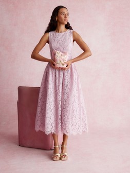 Lydia Sleeveless Lace Midi Dress Pink