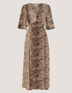 Pippa Animal Print Midi Dress Green