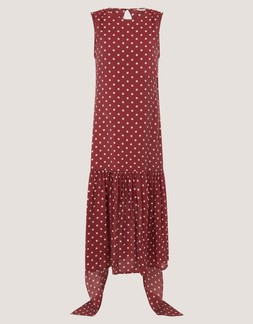 Claire Polka Dot Midi Dress Red