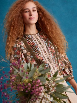 Olive Floral Print Jersey Shirt Green
