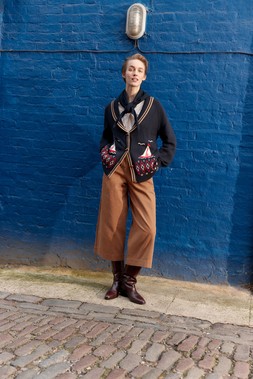 Sapna Intarsia Sailor Cardigan Blue