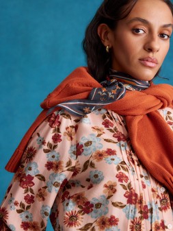 Olive Floral Print Blouse Ivory